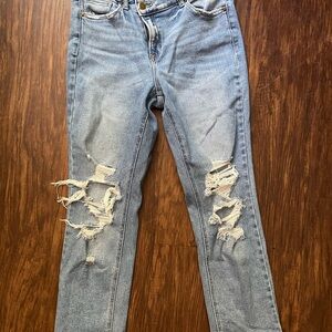 Stylish Light Blue Distressed Women's Jeans